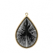 Colgantes tejidos con hilo macramé gota Dorado-negro