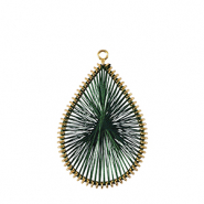 Colgantes tejidos con hilo macramé gota Verde oscuro