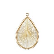 Colgantes tejidos con hilo macramé gota Dorado-blancuzco
