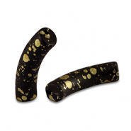 Abalorios acr&iacute;licos tubo mate Negro-dorado