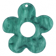 Colgantes de resina flor Azul p&eacute;troleo