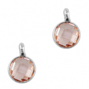 Colgantes de cristal 7mm Rosa claro-plateado