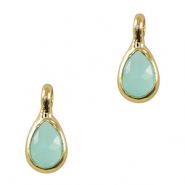 Colgantes de cristal gota Azul claro-dorado