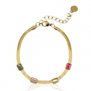 Pulseras Acero Inox de serpiente cristal Doré-multicolor
