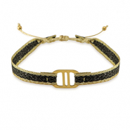 Pulseras Trendy Cinta con entrepieza Acero Inox Negro-dorado