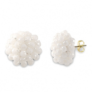 Pendientes faceteados con anilla Blanco