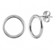 Fornituras Acero Inox pendientes 14mm Plateado