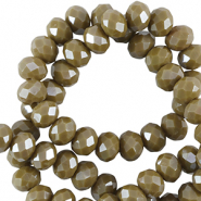 Abalorios faceteados disco 6x4mm &Oacute;xido de cromo verde-revestimiento pearl shine