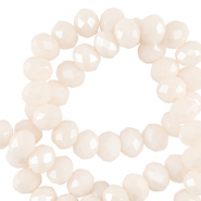 Abalorios faceteados disco 4x3mm Blanco vainilla-revestimiento pearl shine
