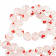 Abalorios Millefiori corazón 6mm Transparente-rojo