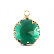 Colgantes de cristal 13mm Verde cl&aacute;sico-dorado