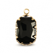 Colgantes de cristal rect&aacute;ngulo Negro jet-dorado