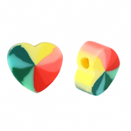Abalorios de pol&iacute;meros coraz&oacute;n Multicolor