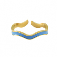 Anillos Acero Inox Dorado-azul