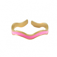 Anillos Acero Inox Dorado-rosa neón