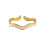 Anillos Acero Inox Dorado-rosa claro
