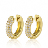 Metal TQ latón pendientes criolla zirconia Dorado