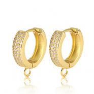 Metal TQ latón pendientes criolla con anilla zirconia Dorado