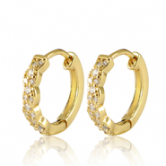 Metal TQ latón pendientes criolla zirconia Dorado