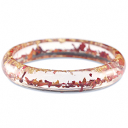 Pulseras Trendy con flores secas Rojo borgoña-dorado