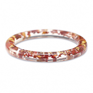 Pulseras Trendy con flores secas Rojo borgoña-dorado