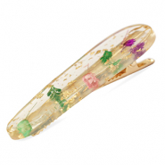 Accesorios pinza para pelo con flores secas Púrpura rosa verde-dorado