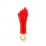 Colgantes de resina "Mano Fico" Rojo-dorado