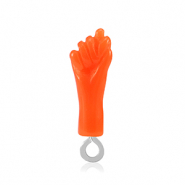 Colgantes de resina "Mano Fico" Naranja ne&oacute;n-plateado