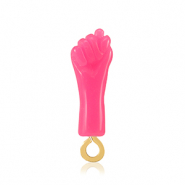 Colgantes de resina "Mano Fico" Rosa ne&oacute;n-dorado