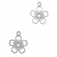 Colgantes Acero Inox flor Plateado