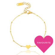 Pulseras Acero Inox con jasseron y corazón ♥ Dorado
