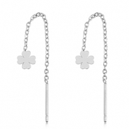 Pendientes Acero Inox tr&eacute;bol Plateado