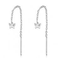 Pendientes Acero Inox mariposa Plateado