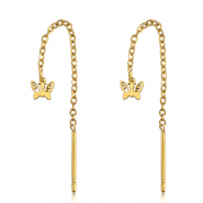 Pendientes Acero Inox mariposa Dorado