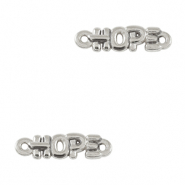 Colgantes met&aacute;licos DQ entrepieza "HOPE" Plata vieja (sin n&iacute;quel)