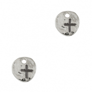 Colgantes met&aacute;licos DQ irregular cruz Plata vieja (sin n&iacute;quel)