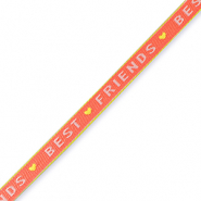 Cinta con texto "best friends" Rojo coral-verde lima