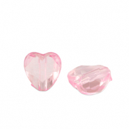 Abalorios acr&iacute;licos coraz&oacute;n Rosa transparente