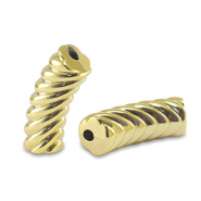 Abalorios acr&iacute;licos tubo espiral Dorado