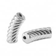 Abalorios acr&iacute;licos tubo espiral Plateado