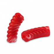 Abalorios acr&iacute;licos tubo espiral Rojo transparente