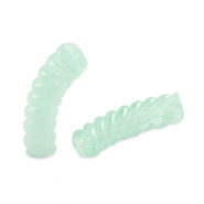 Abalorios acr&iacute;licos tubo espiral Verde menta transparente