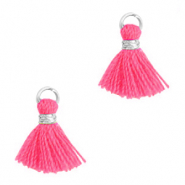 Borlas 1.2cm Plateado-rosa fucsia neón