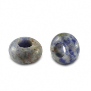 Piedras naturales Sodalita y Microclina rondeles 14mm Azul-blanco