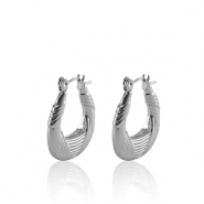 Pendientes Acero Inox criolla ovalado Plateado