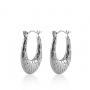 Pendientes Acero Inox criolla ovalado Plateado