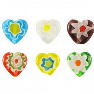 Abalorios Millefiori corazón flor Multicolor