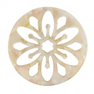 Colgantes de resina mandala Blanco nacar-rosa