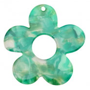Colgantes de resina flor Turquesa-verde