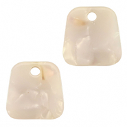 Colgantes de resina trapecio Blanco nacar-rosa